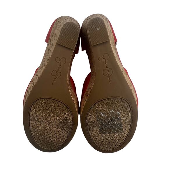 Jessica Simpson Womens 8.5M Jarella Coral Microsuede Platform Wedge Heel Sandals - Picture 9 of 12